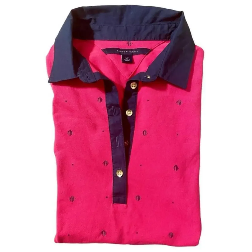 Women's Tommy Hilfiger Pink short sleeve spring summer Polo Shirt Size S - Picture 2 of 6